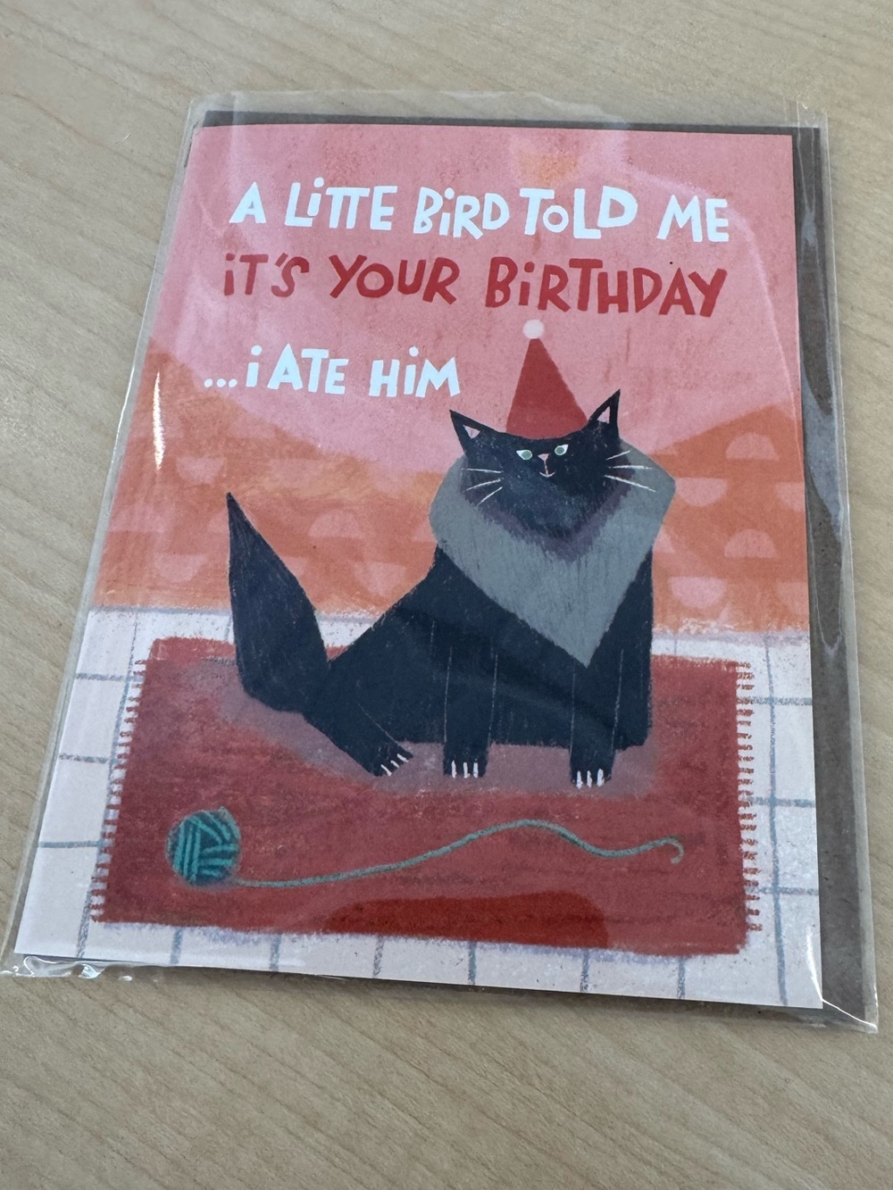 Birthday Cat Greeting Card - Pink